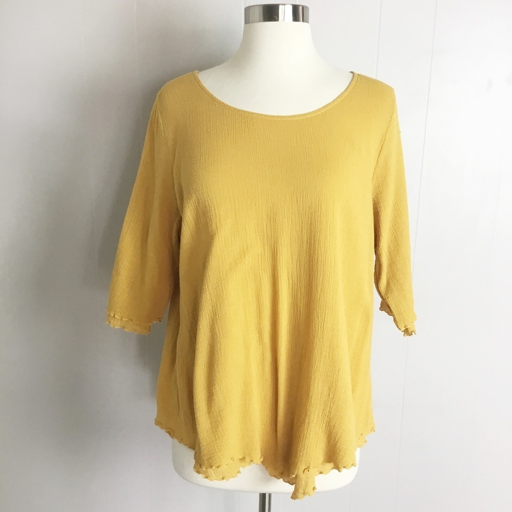Soft Surroundings 3/4 Sleeve Top Size PM Top Dark Yellow